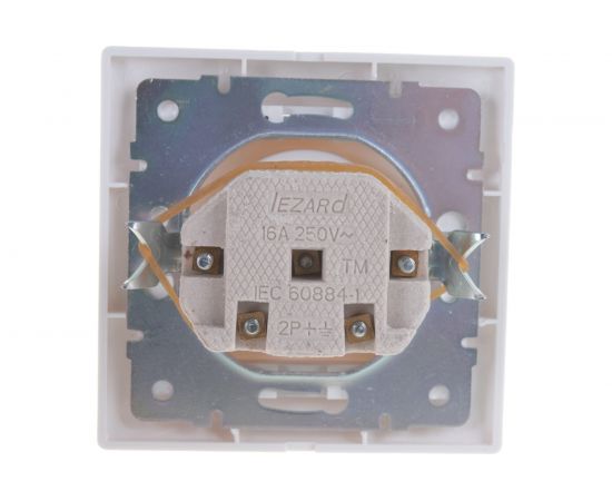 Розетка Lezard MIRA без заземления, керамика, белый с серой вставкой 701-0215-121 – изображение 2