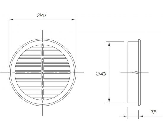 Решетка круглая вентиляционная (d=47 мм; светло-ореховая) Volpato 2190-443-NC – изображение 2