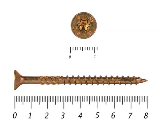 Саморезы по дереву КРЕП-КОМП ПРОФИ желтые, потайн. 6.0х80 мм 200 шт. 06080Fh – изображение 2