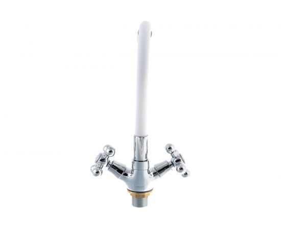 Смеситель для кухни LEDEME гибкий шланг, крест, белый, L1319-3 65842 – изображение 3