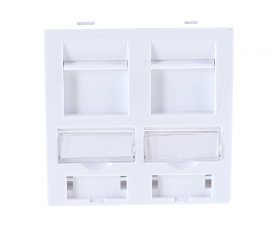 Вставка LANMASTER 45x45 на 2 кейстоуна, со шторкой, маркировк��й, иконками, белая, – изображение 4