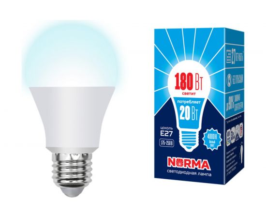 Светодиодная лампа Volpe LED-A65-20W/NW/E27/FR/NR Форма A, матовая UL-00004029 