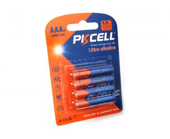 Щелочной/алкалиновый элемент питания PKCELL тип - AAA 8 шт в блистере LR03-8B 