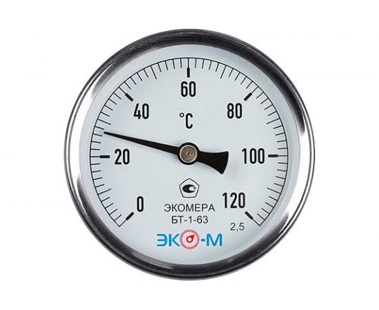 Биметаллический термометр ЭКО-М ЭКОМЕРА БТ-1-63, 0-120C, L=60 БТ-1-63-120С-L60 