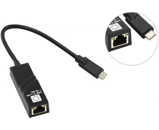 Сетевая карта USB3.1 TYPE-C, RJ45 5bites 1гигабит, 10см UA3C-45-07BK 