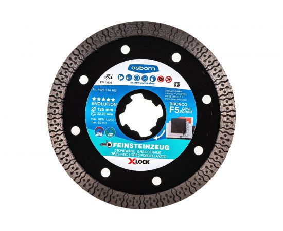 Диск алмазный по керамограниту OSBORN F5 Ceraspeed (125x1.2 мм; X-Lock) DRONCO 4925514102 