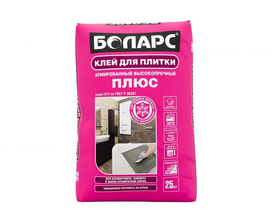 Клей для плитки БОЛАРС Плюс 25 кг 00000003740 