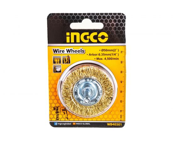 Щетка-крацовка дисковая на шпильке (50х0.35х6.35 мм) INGCO WB40501 
