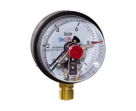 Манометр с электроконтактной приставкой ЭКО-М Экомера -100 мм, 0..1МПа, резьба М20х1,5 V МД02Э-100-М-1Мпа 