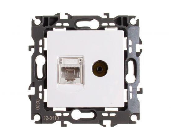 Комбинированная розетка ЭРА 12-3110-01 RJ45 TV, IP20, 12, белый Б0027441 – изображение 2