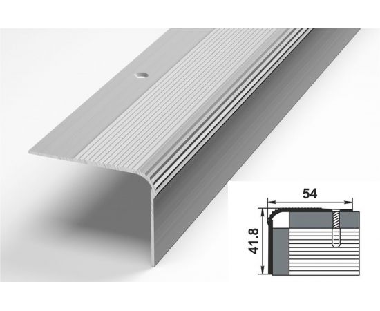 Порог угловой алюминиевый (54х41.8 мм; 0.9 м; анодированный; серебро) Лука УТ000000162 – изображение 2