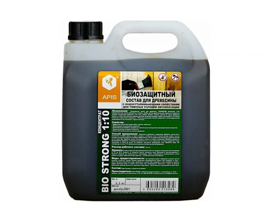 Биозащитный состав для древесины APIS Strong-bio (концентрат 1:10; канистра; 3.3 кг) 4665296512994 