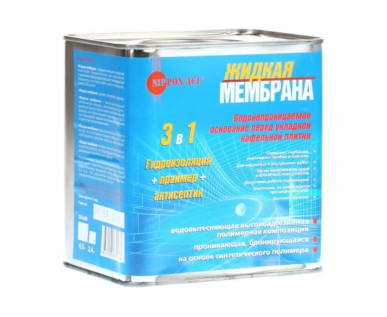 Водовытесняющая полимерная композиция Nippon Ace Жидкая Мембрана 3 in 1, 2,4 л 4630005630276 