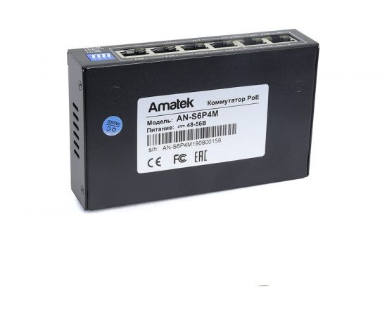 6-портовый коммутатор Amatek AN-S6P4M 100 Мбит/с с PoE+ до 60Вт 7000338 – изображение 2