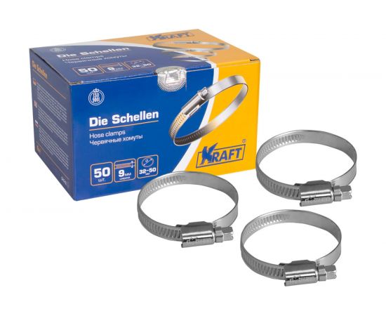 Червячный хомут KRAFT 32-50 мм, уп. 50 шт. KT 880207 – изображение 2
