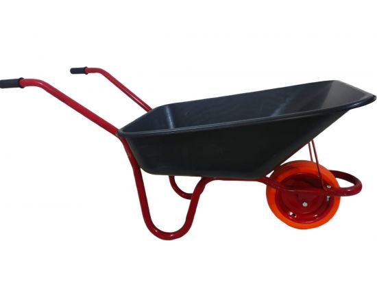 Садовая усиленная тачка с полиуретановым колесом LWI 120 л, 150 кг, полимерное корыто LWI120ПУСад – изображение 2