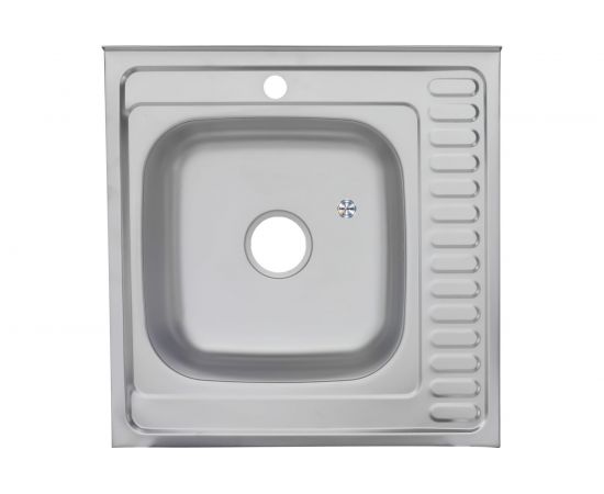 Мойка MELANA 6060 L 0,8/180 ДЕКОР накладная, с сифоном 097D t L 10 – изображение 2