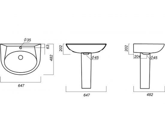 Умывальник SANITA CLASSIC LUXE 00000055443 CLCSLWB01 – изображение 7