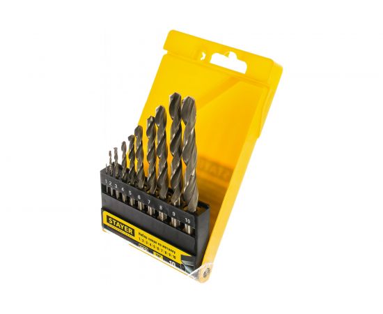 Набор сверл по металлу Professional (10 шт., 1-10 мм, HSS-R, сталь М2S6-5-2) STAYER 29602-H10_z01 