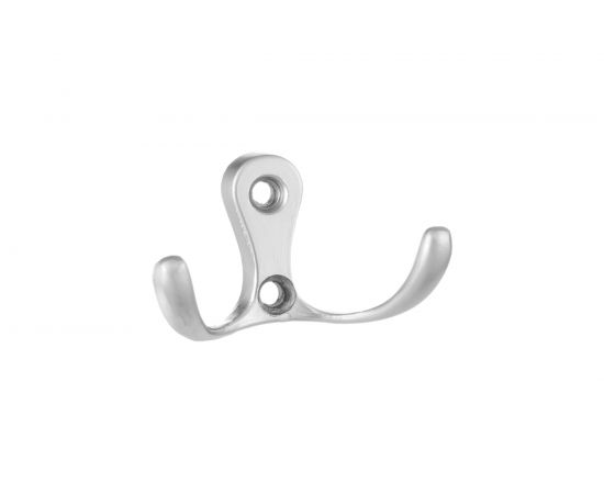 Мебельный крючок KERRON двухрожковый, матовый хром LT 0010 SC 