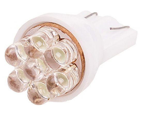 Автолампа диод SKYWAY T10*W5W* 12V 7 LED Блистер без цоколя 1-конт Белая компл. 2 шт. Габариты, S08201345 