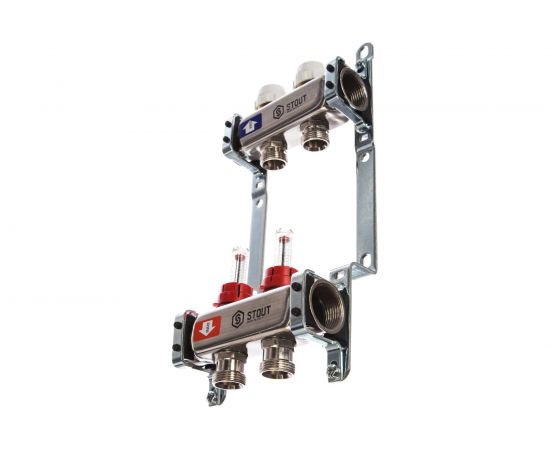 Коллектор из нержавеющей стали с расходомерами 2 вых. STOUT SMS 0917 000002 