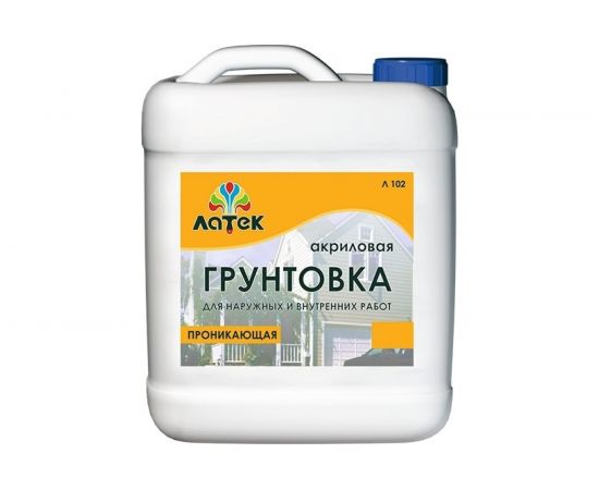 Акриловая грунтовка для внутренних и наружных работ Латек 5 л Л102 LAG007 