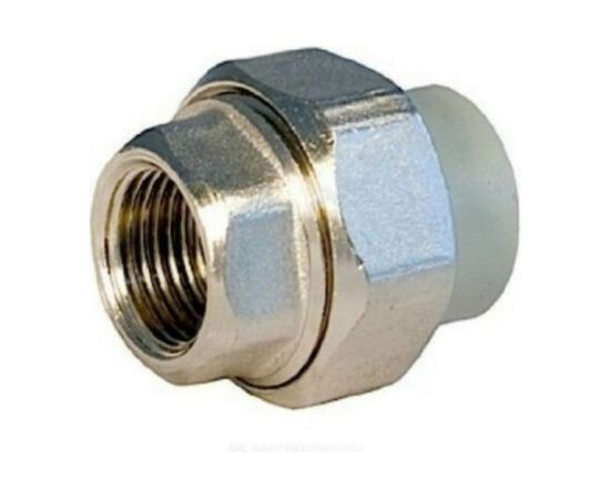 Муфта комбинированная RTP разъемная, американка, внутренняя резьба, D25х3/4 мм, серая 15517 