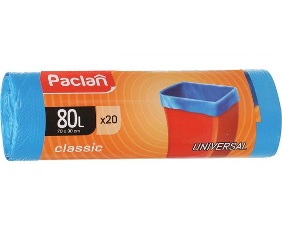 Мешки для мусора Classic Paclan 80 л 70х90 см синие ПНД 12 мкм 20 шт. 606335 