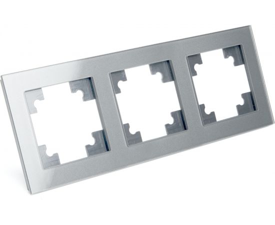 Горизонтальная 3-местная рамка STEKKER серия Катрин, GFR00-7003-03, серебро 39533 