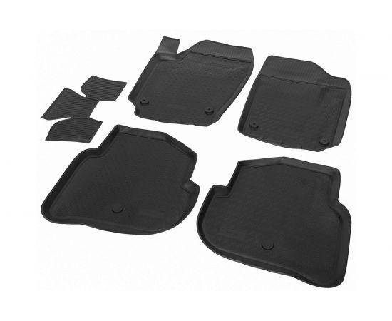Коврики в салон автомобиля Rival для Volkswagen Polo V седан 2010-2020, полиуретан, с крепежом, 5 шт., 15804003 