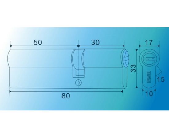 Цилиндровый механизм MSM перф. ключ-ключ, C 80 мм 50/30 SN 7503 – изображение 2