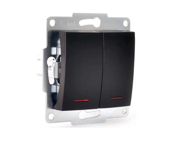 Двойной выключатель Lezard KARINA с подсветкой, чёрный бархат 707-4288-112 – изображение 2