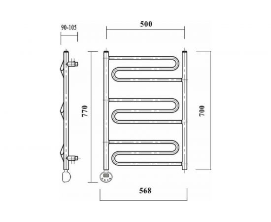Электрический полотенцесушитель Domoterm тэн слева, Офелия П9 500х700 EL – изображение 2