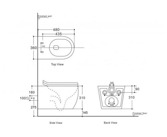 Aquanet Cetus W Short Унитаз с сидением подвесной с Rimless 00249710 – изображение 2