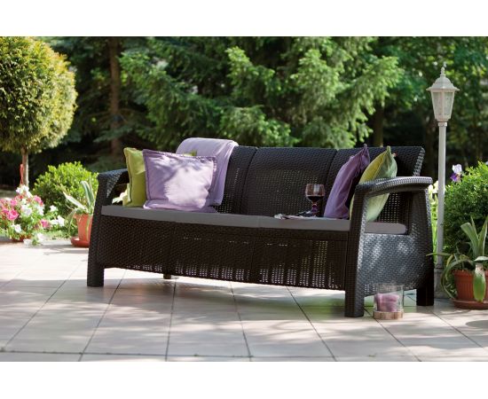 Трехместный диван KETER Corfu Russia Love Seat Max коричневый 223207 – изображение 2