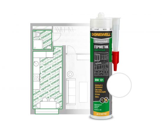 Силиконовый санитарный герметик DONEWELL белый 260 мл DSK121 – изображение 2