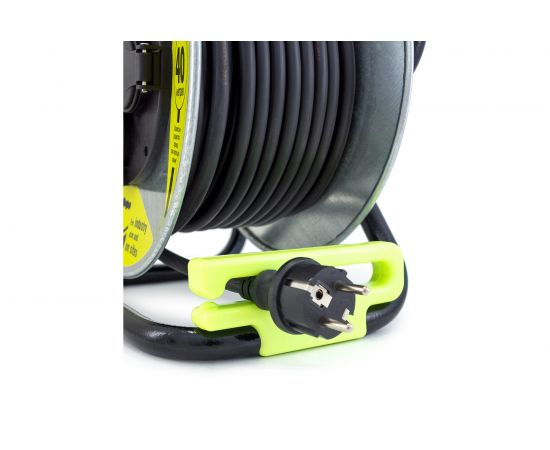 Силовой удлинитель на металлической катушке LUX PROFI К4-Е-40 (74240) КГ 3x2.5 40м 16А 4 розетки с заземлением IP44 4606400430148 – изображение 2