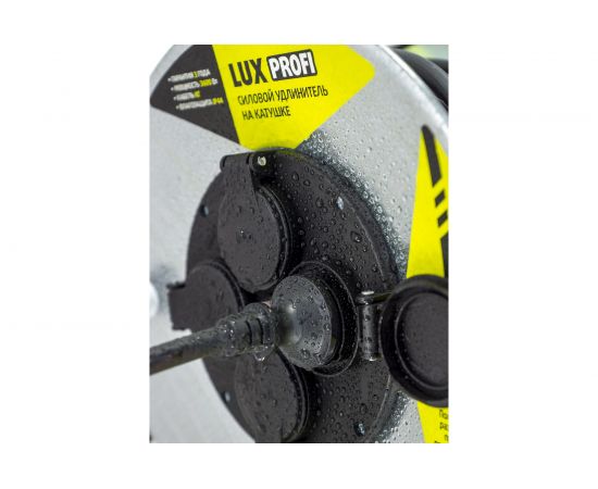Силовой удлинитель на металлической катушке LUX PROFI К4-Е-40 (74240) КГ 3x2.5 40м 16А 4 розетки с заземлением IP44 4606400430148 – изображение 3