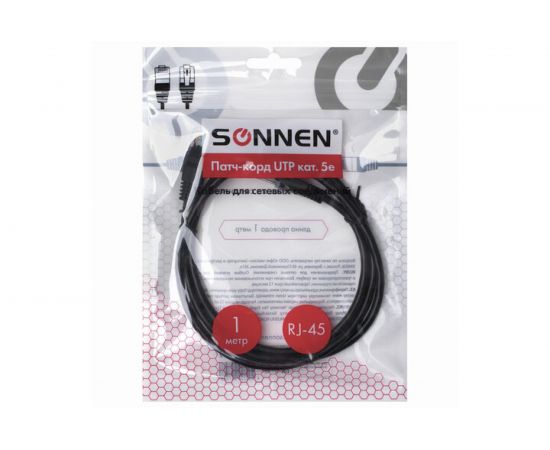 Кабель SONNEN патч-корд UTP 5e категория RJ-45 1м для подключения по локальной сети LAN 513122 – изображение 3
