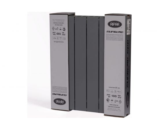 RIFAR 53 Радиатор биметаллический SUPReMO 500-6 Ду 3 4 Титан R S50063/47012 – изображение 3