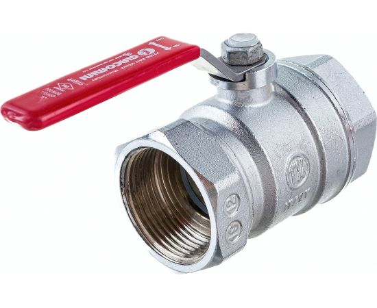 Шаровой кран Giacomini R250D 1 1/4"", внутренняя/внутренняя, ручка-рычаг красный, хромированный R250X006 – изображение 3