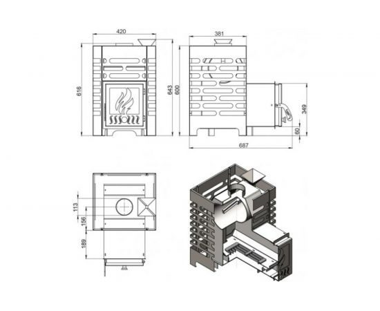 Печь для бани Везувий ASTON 12 О-1200192 – изображение 3