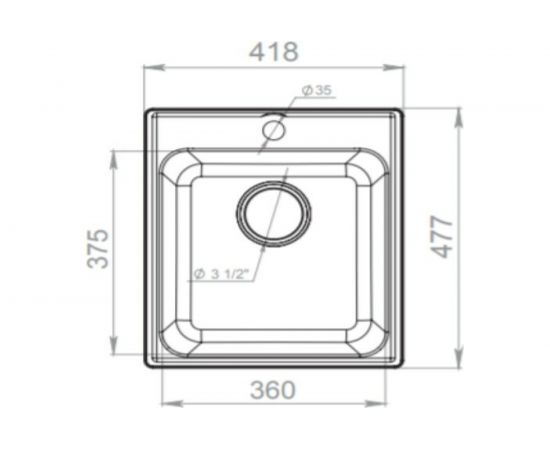 Мойка GRANFEST QUARZ 1 чаша, 420х480 мм, терракот 17 терракот – изображение 3