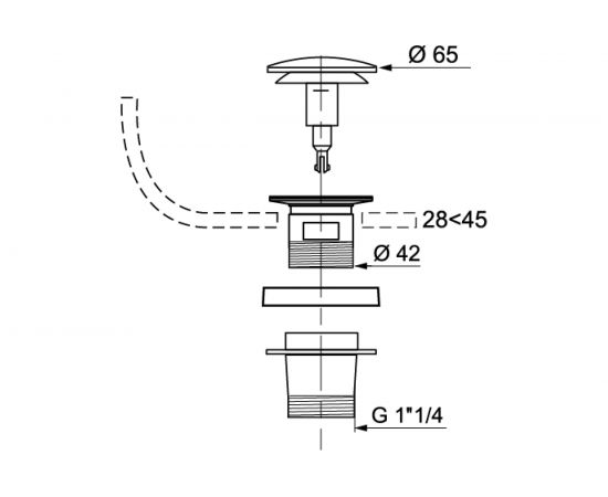 Донный клапан для раковины Wirquin КЛИК КЛАК с отверстием для перелива 30717648 – изображение 3
