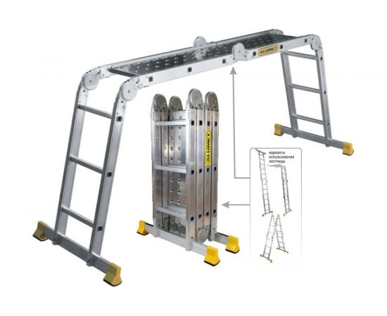 Лестница-трансформер 4х3 + стальная платформа Алюмет Т 433 SP 