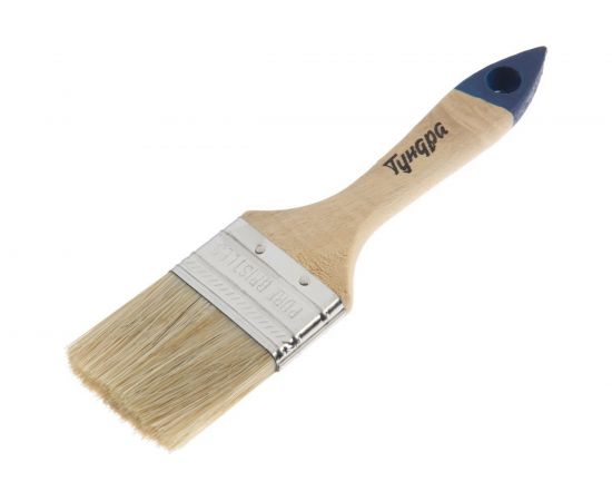 Кисть TUNDRA плоская натуральная щетина, деревянная ручка, 2", 50 мм 881504 