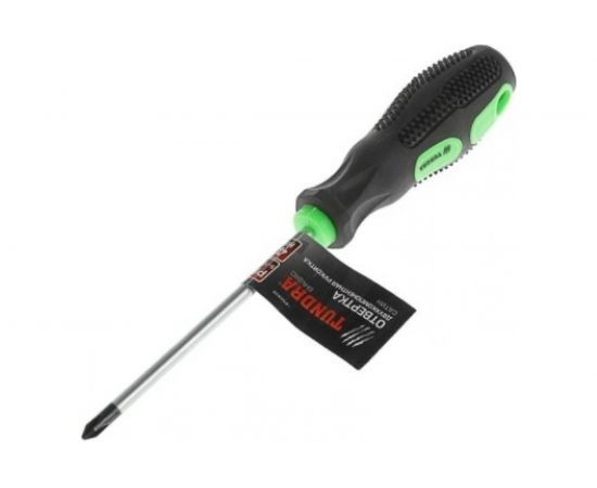 Крестовая отвертка TUNDRA PH1 х 100 мм, сатин, шлиц магнитный, 2К рукоятка 1858808 