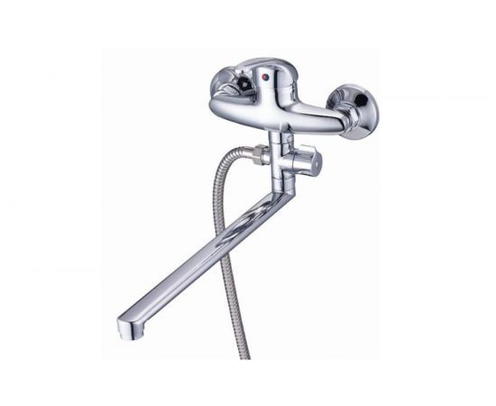 Смеситель для ванны G-lauf Solone с длин поворот изливом и душевой лейкой, xром LUN6-A031 