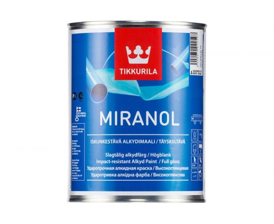 Эмаль TIKKURILA MIRANOL алкидная универсальная, ударопрочная, высокоглянцевая, база A 2,7л 55560010130 
